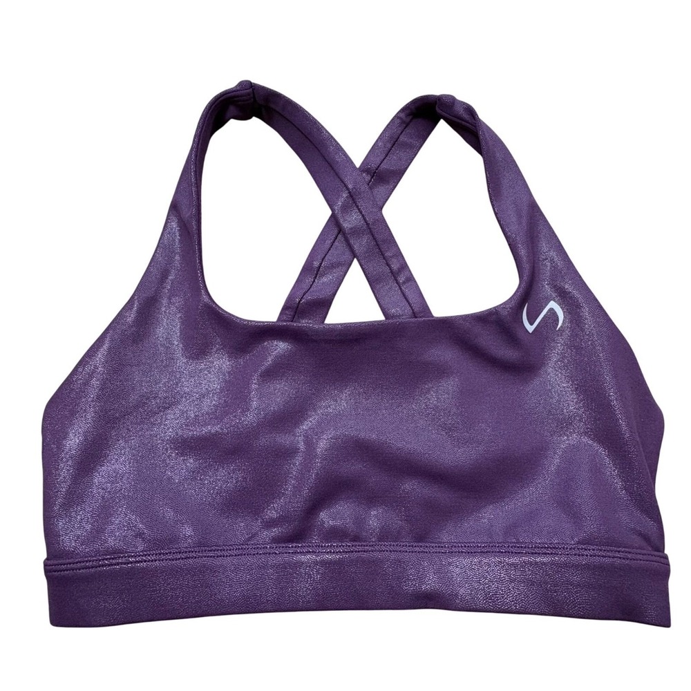 TLF Take Life Further Womens‎ Purple Shimmer Crossback Sports Bra S Yoga Gym